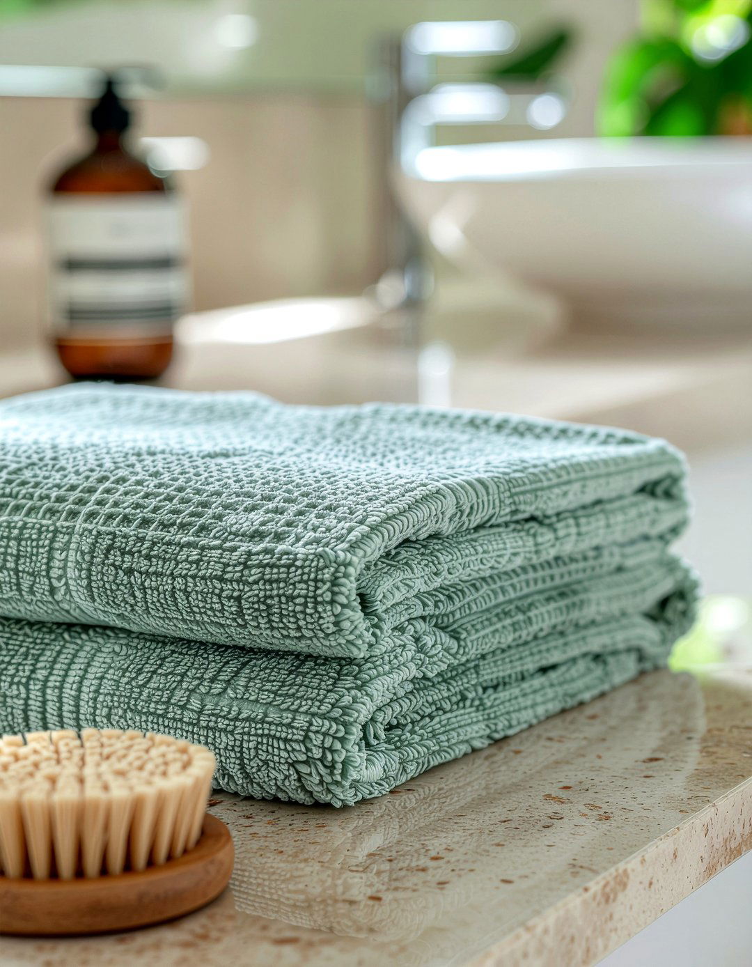 Textured Waffle Fold - 30 bathroom towel folding ideas