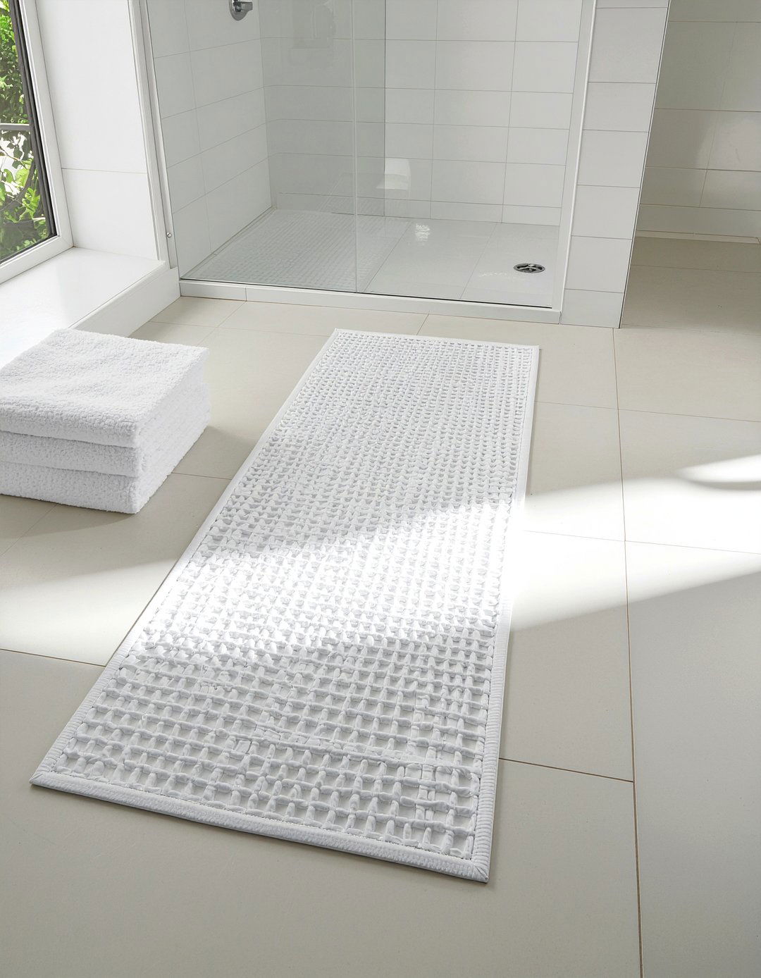 Textured Waffle Weave Bathroom Runner - 30 bathroom runner rug ideas