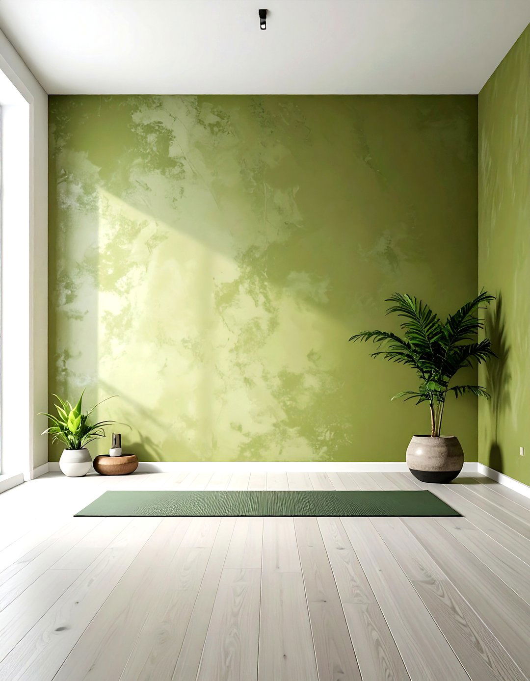 Textured Wall Yoga Corner - 30 yoga living room ideas