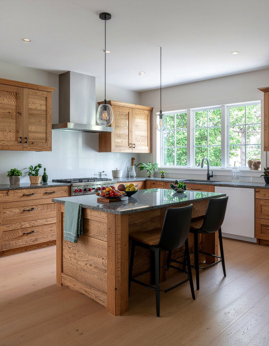 Textured Wood Kitchen Cabinets - 30 slab door kitchen cabinet ideas