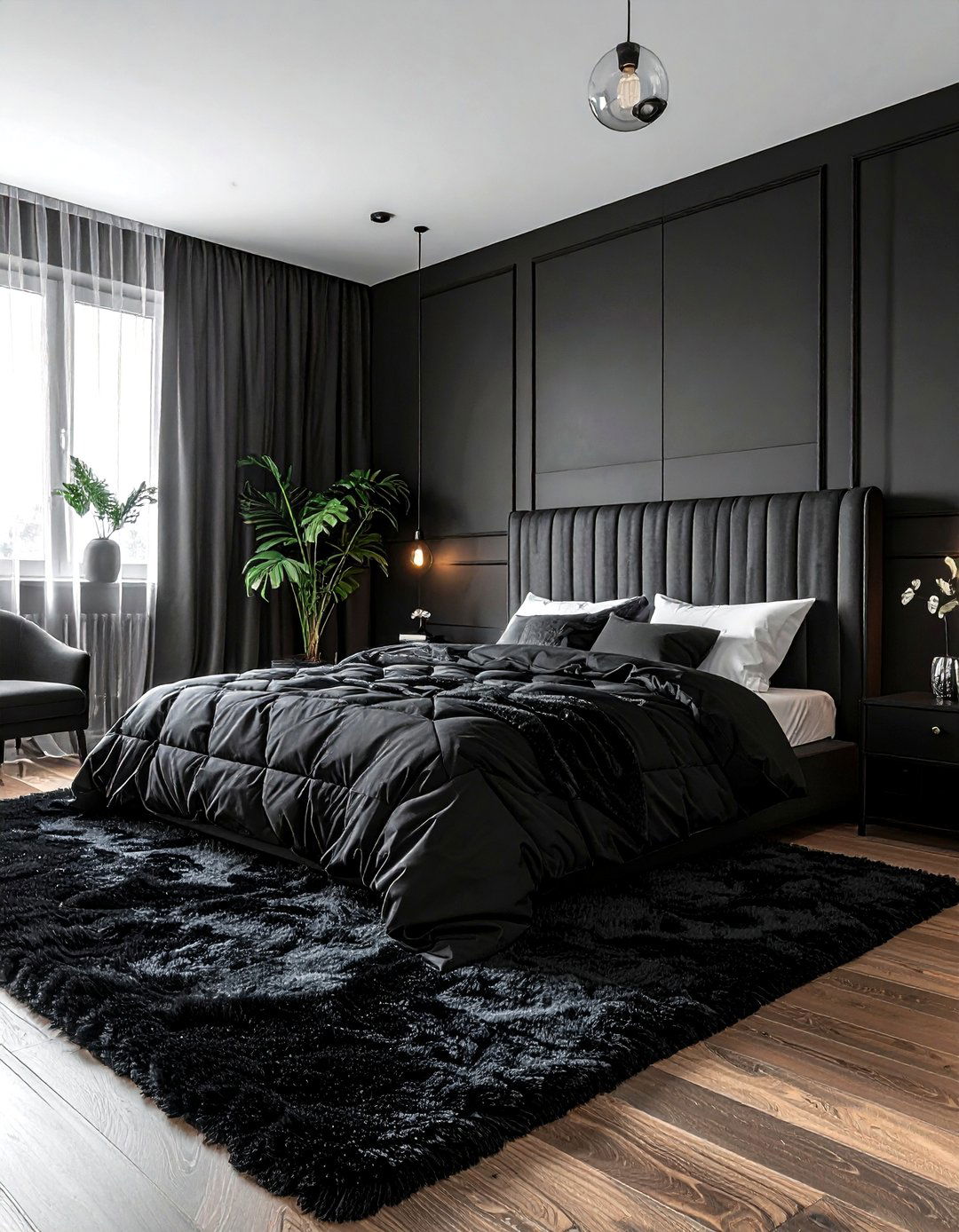 Textured black bedroom - 30 black bedroom decor ideas