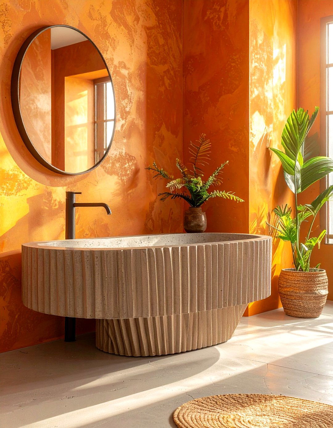 Textured concrete basin - 30 concrete sink ideas