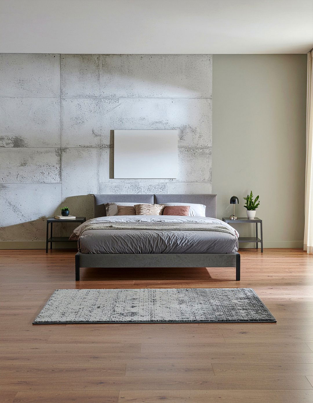 Textured concrete wall - 30 concrete bedroom ideas