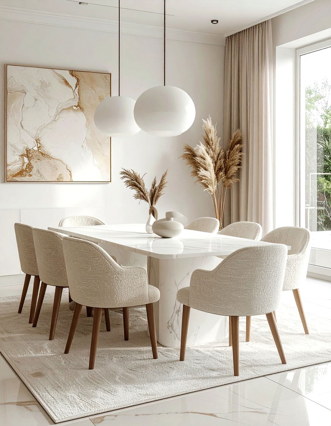 Textured cream and white dining room - 30 cream and white dining room ideas