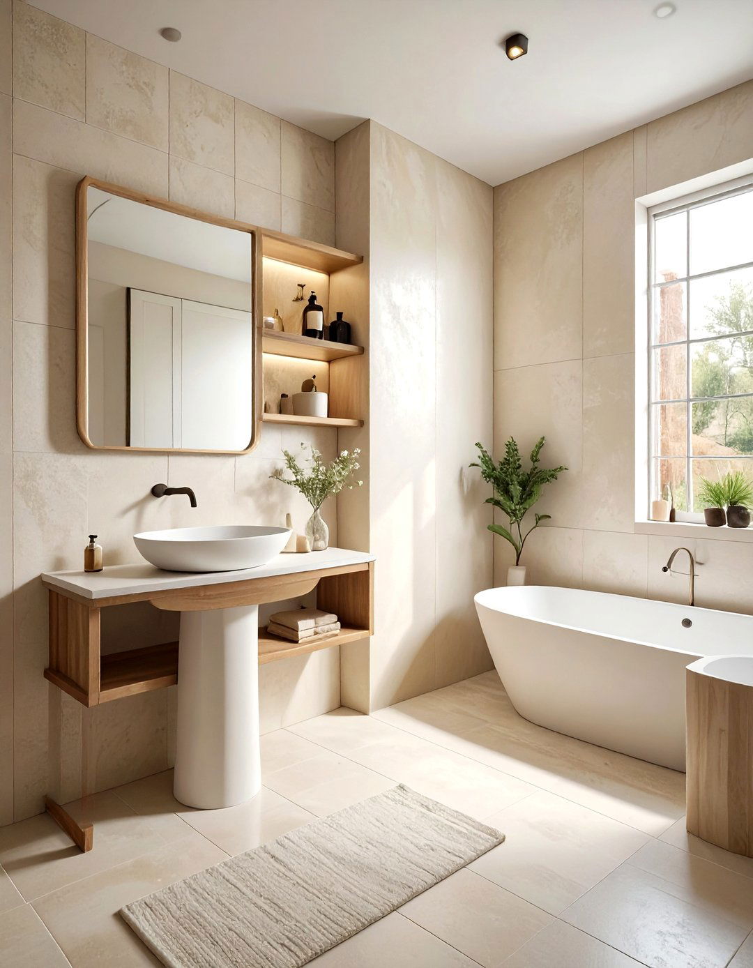 Textured cream bathroom walls - 30 off-white bathroom ideas