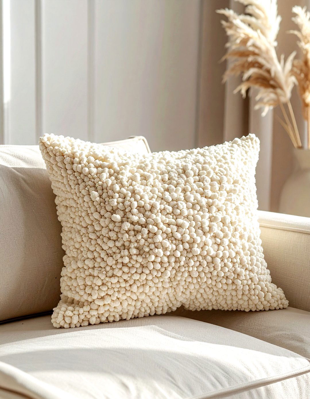 Textured cream lumbar pillow - 30 lumbar pillow ideas