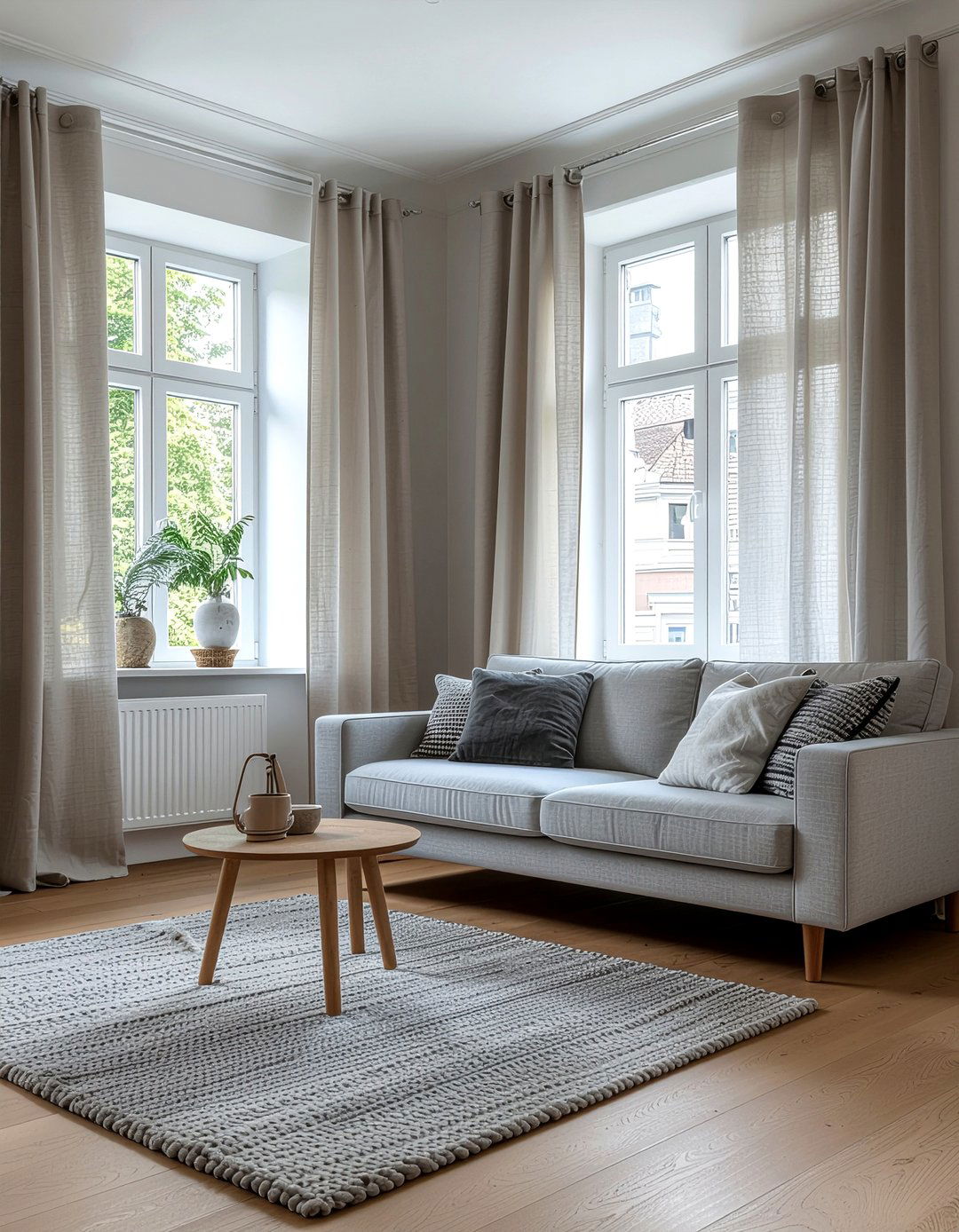 Textured curtains - 30 Norwegian living room ideas