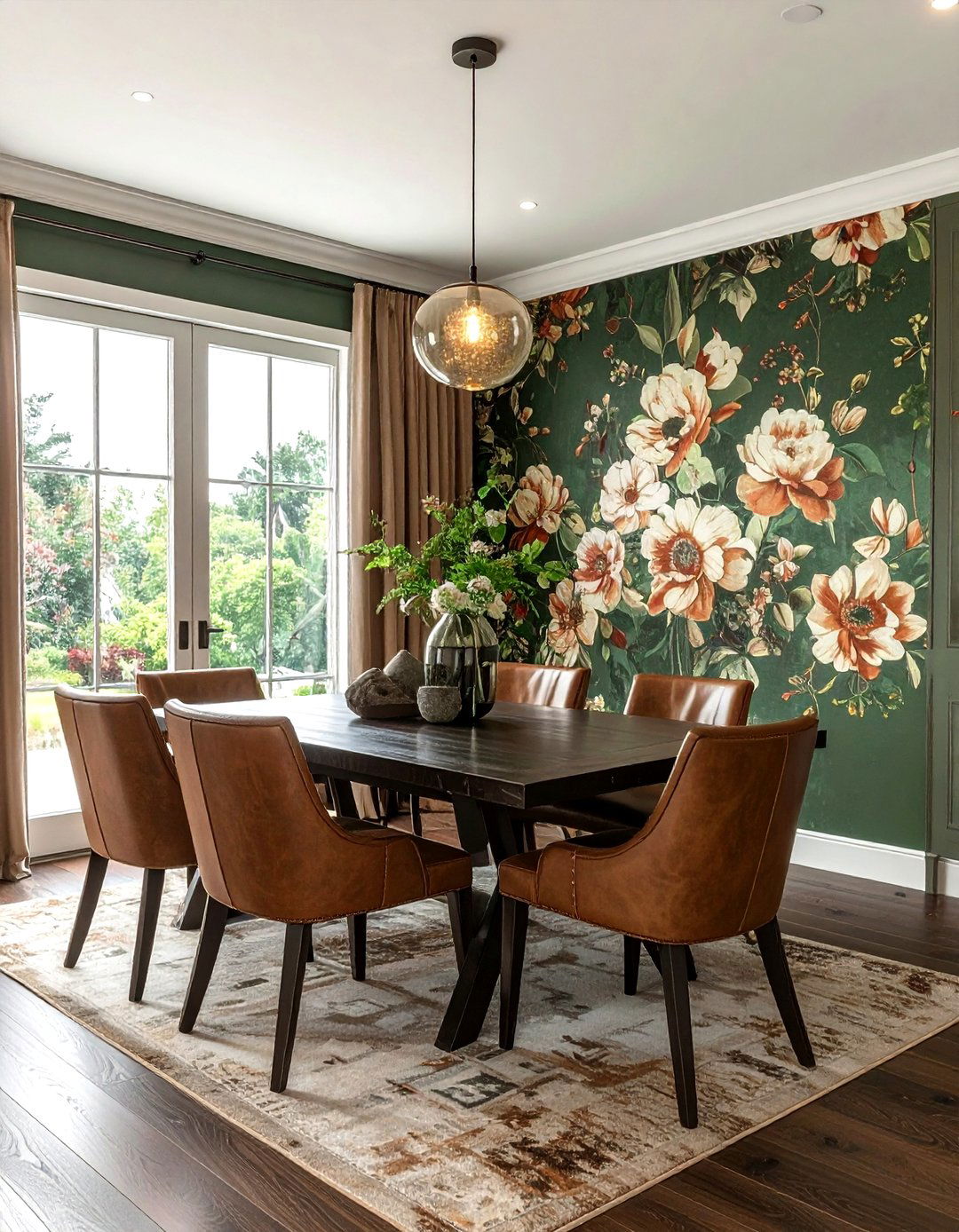 Textured floral wallpaper dining room - 30 floral wallpaper dining room ideas