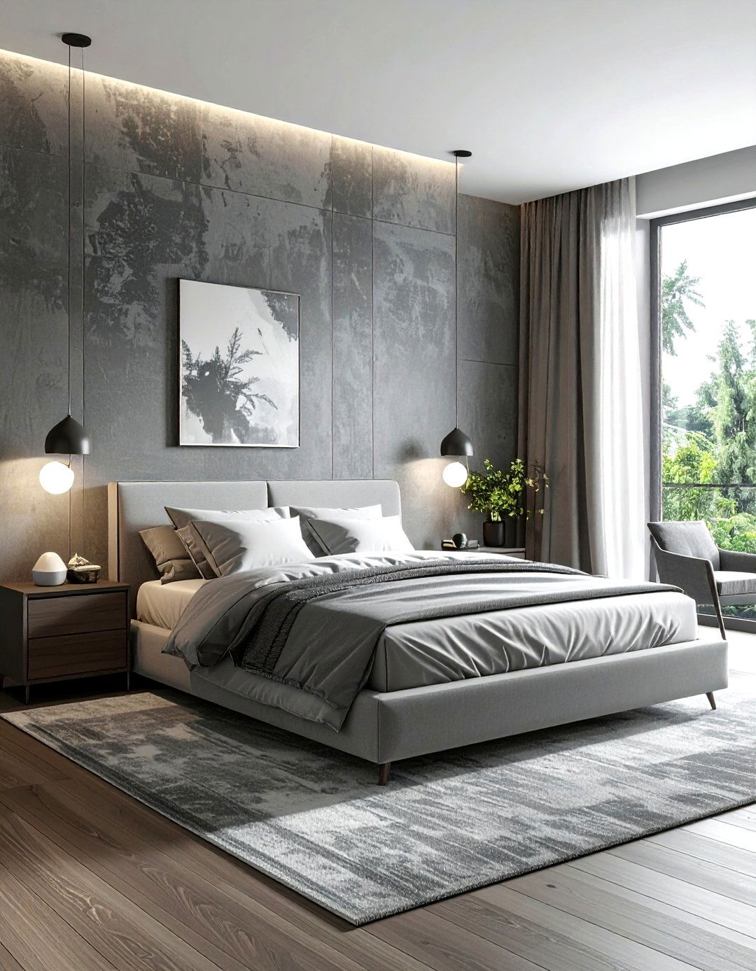 Textured gray wall bedroom - 30 gray bedroom decor ideas