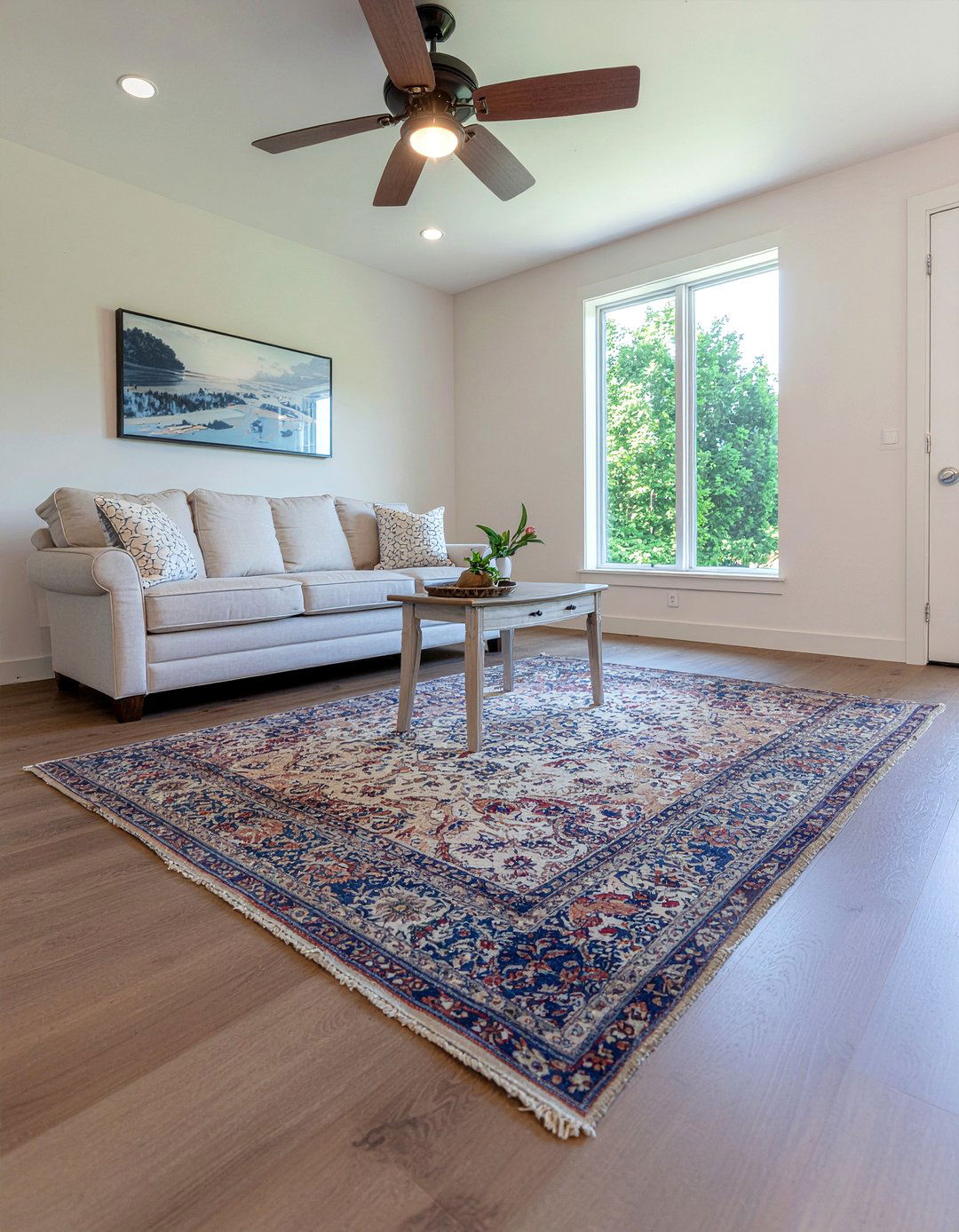 Textured layered rugs living room - 30 cottage core living room ideas