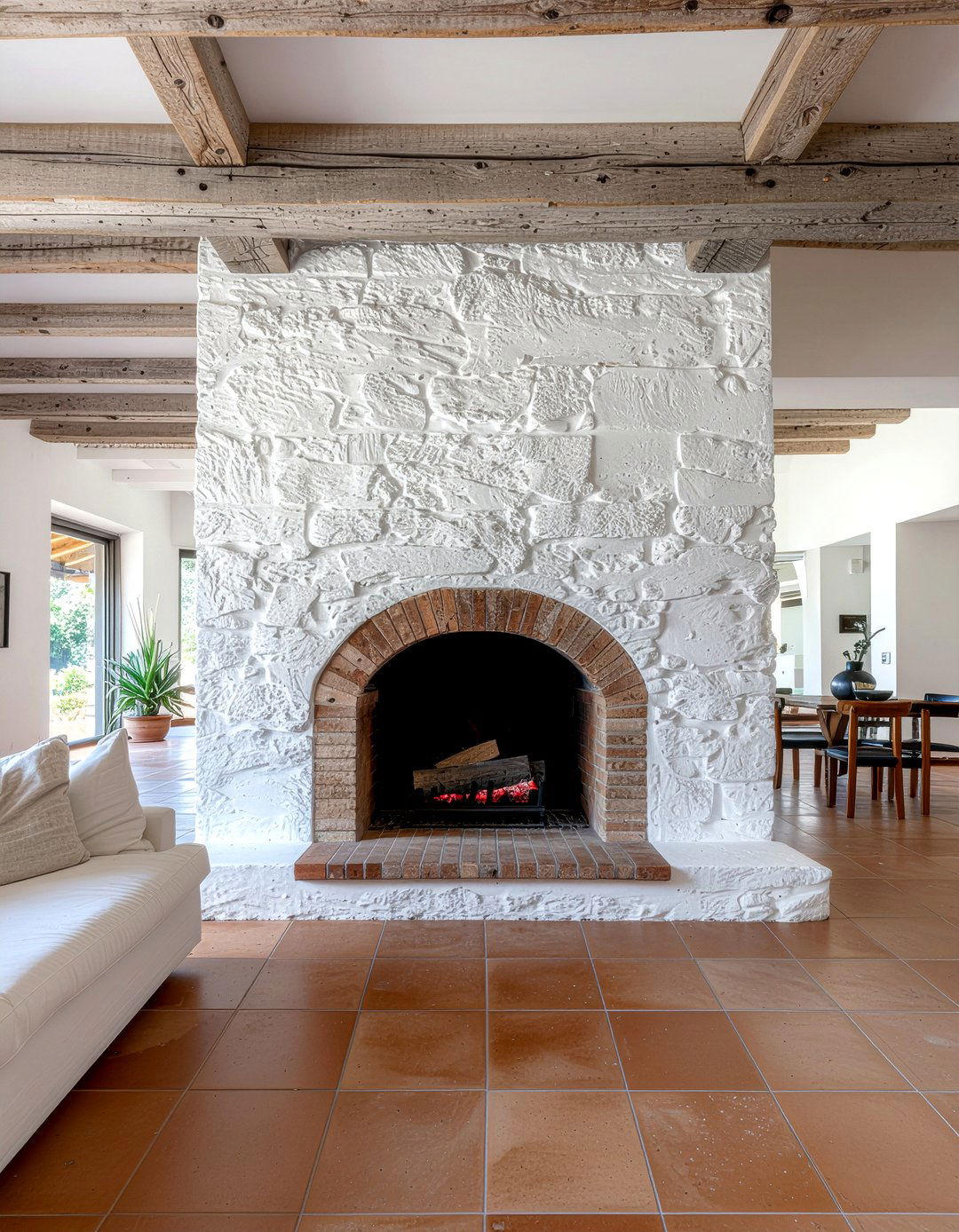 Textured plaster fireplace - 30 living room modern fireplace ideas