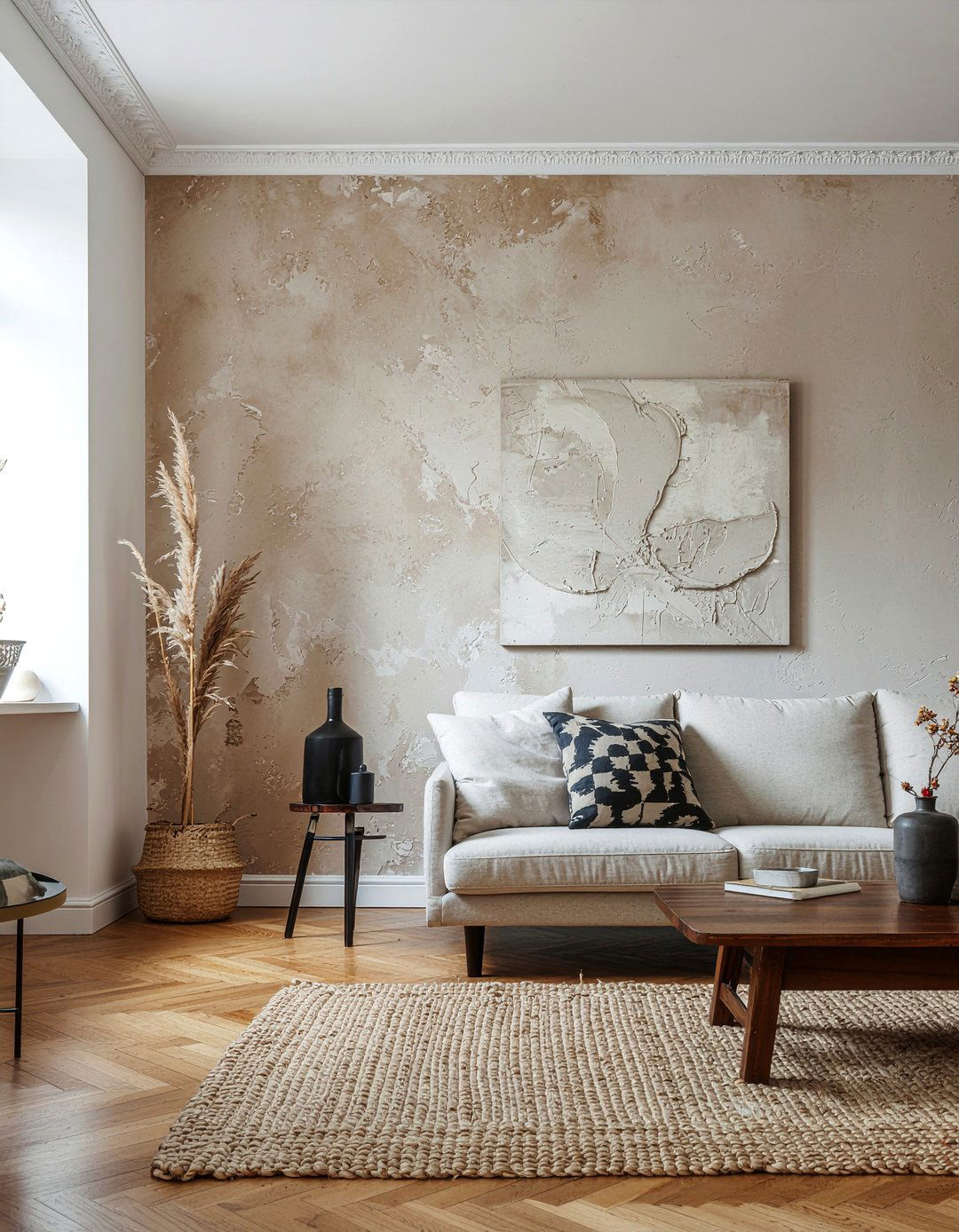 Textured plaster wall - 30 French country living room ideas