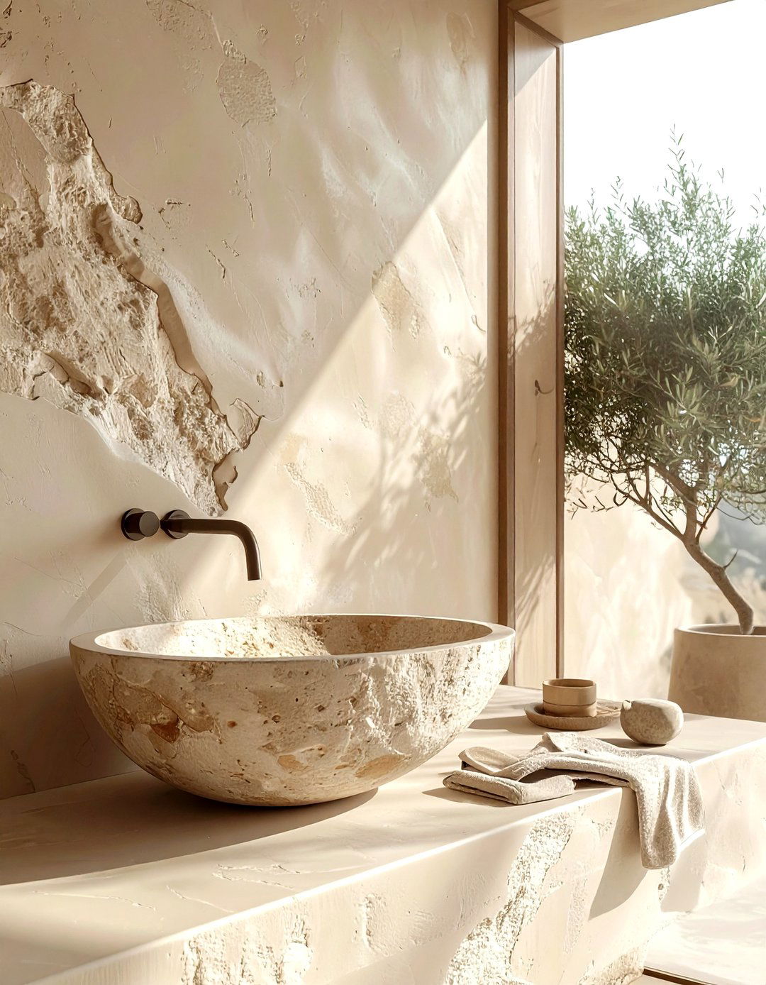 Textured plaster walls - 30 spa-like master bathroom ideas