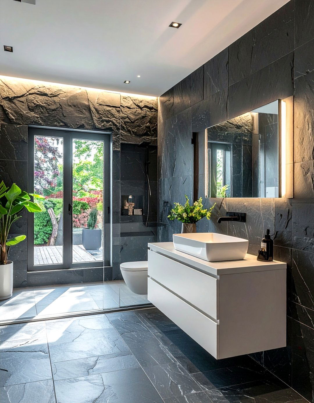 Textured slate bathroom - 30 slate bathroom ideas