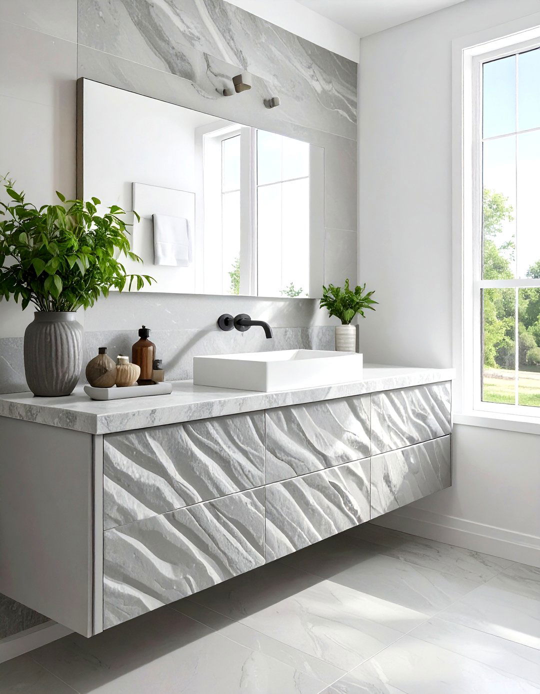 Textured solid surface bathroom countertop - 30 solid surface bathroom countertop ideas