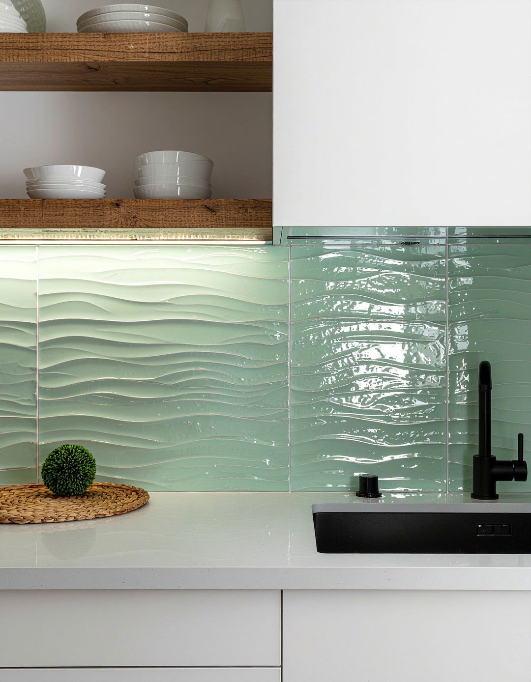 Textured subway tile - 30 kitchen layering ideas