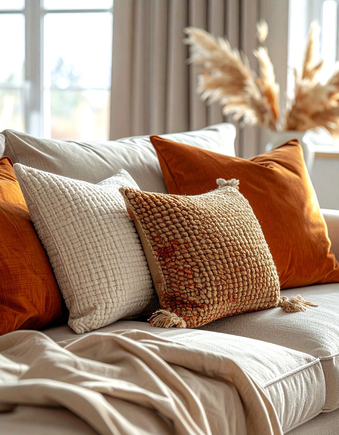 Textured throw pillows - 30 desert modern decor ideas