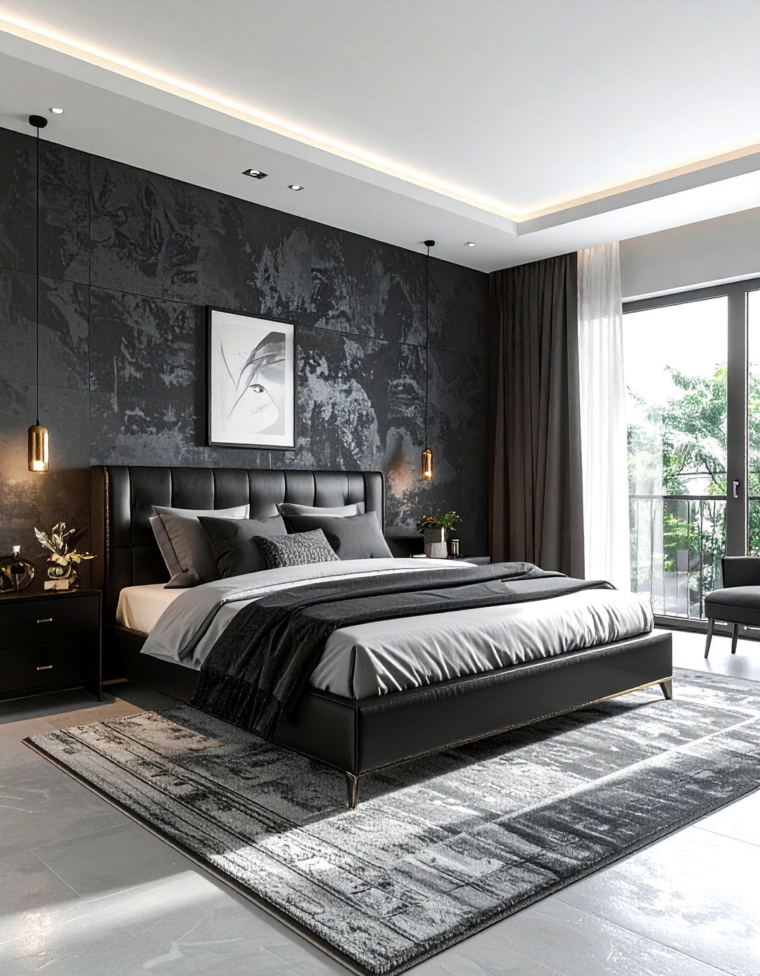 Textured wallpaper bedroom - 30 masculine bedroom ideas