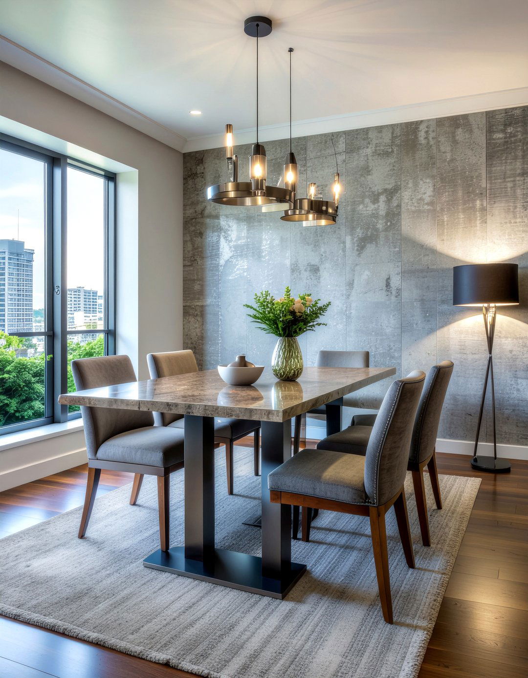 Textured wallpaper dining room - 30 penthouse dining room ideas