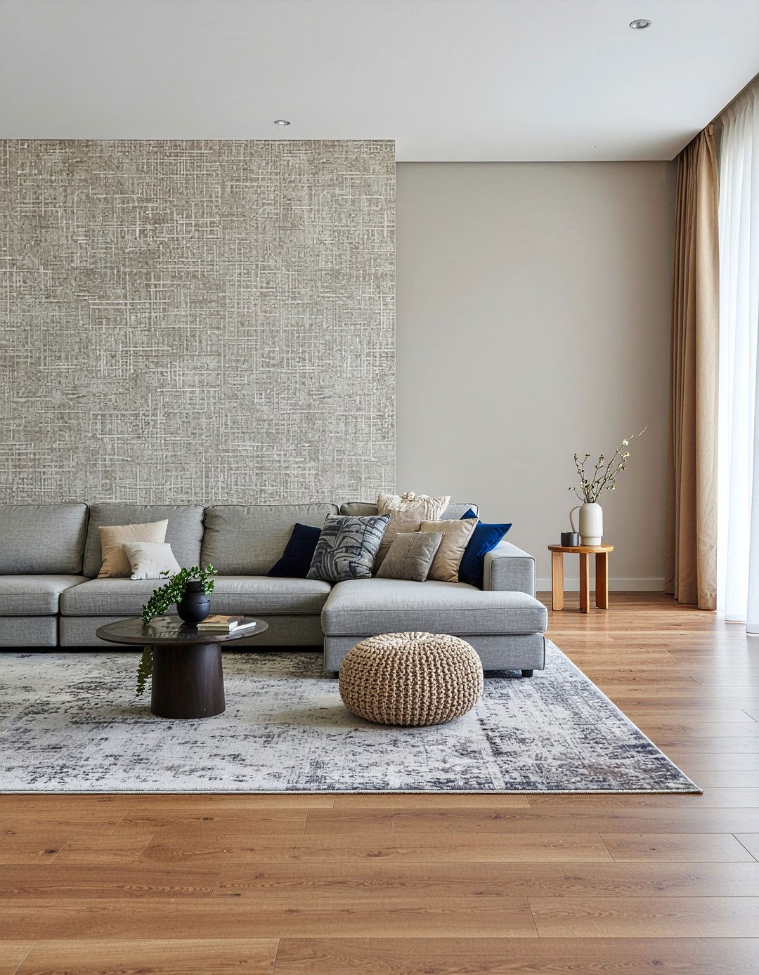 Textured wallpaper living room - 30 new build living room ideas