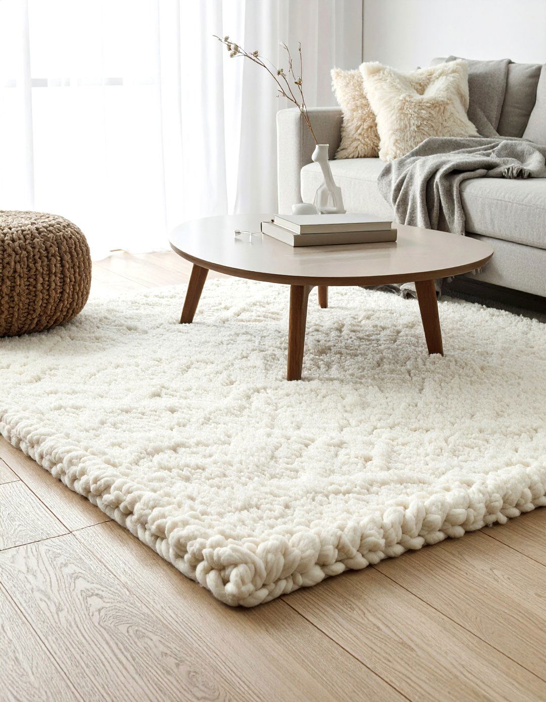Textured wool rug - 30 Scandinavian minimalist decor ideas