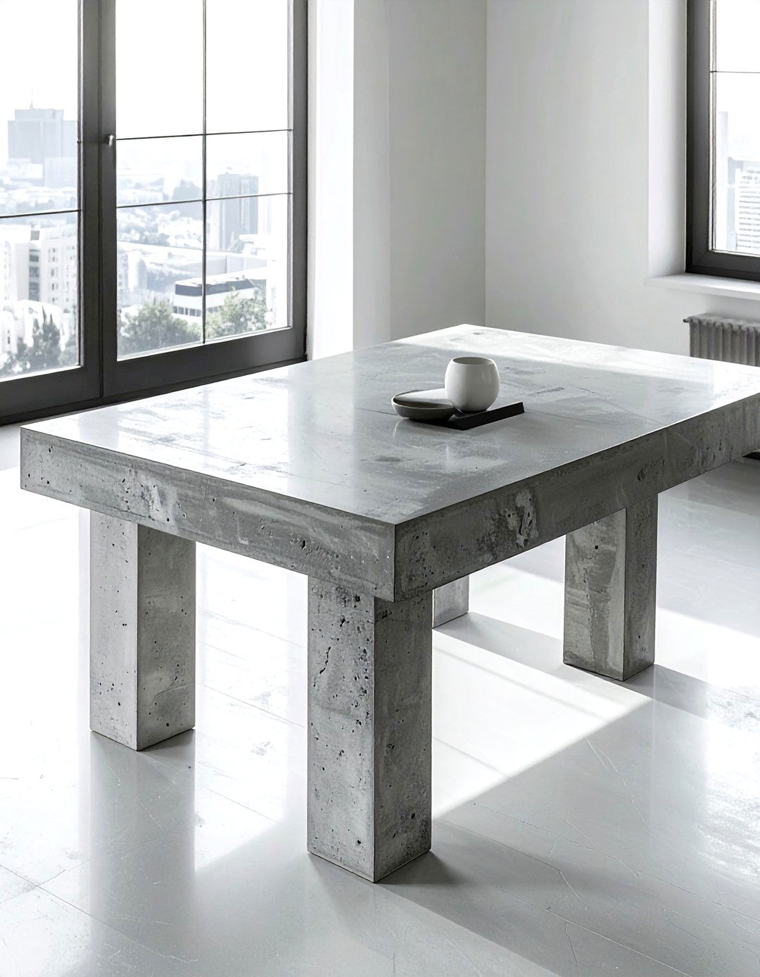 Thick Slab Concrete Table - 30 concrete dining table ideas