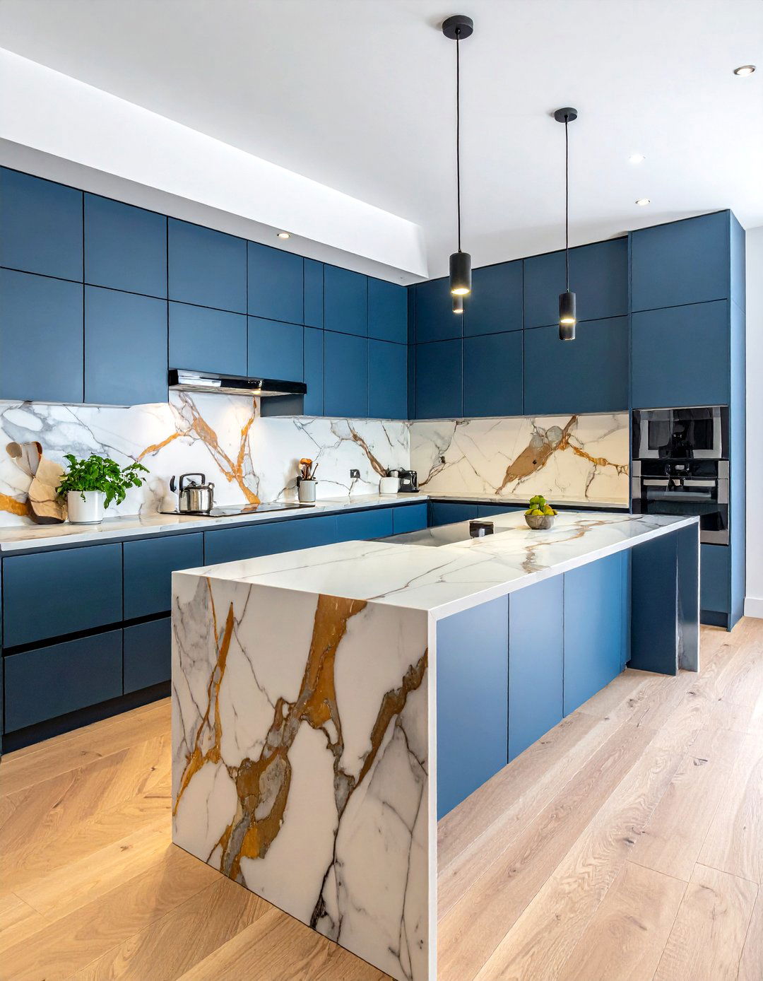 Thick Vein Quartz Countertop - 30 veined countertop kitchen ideas