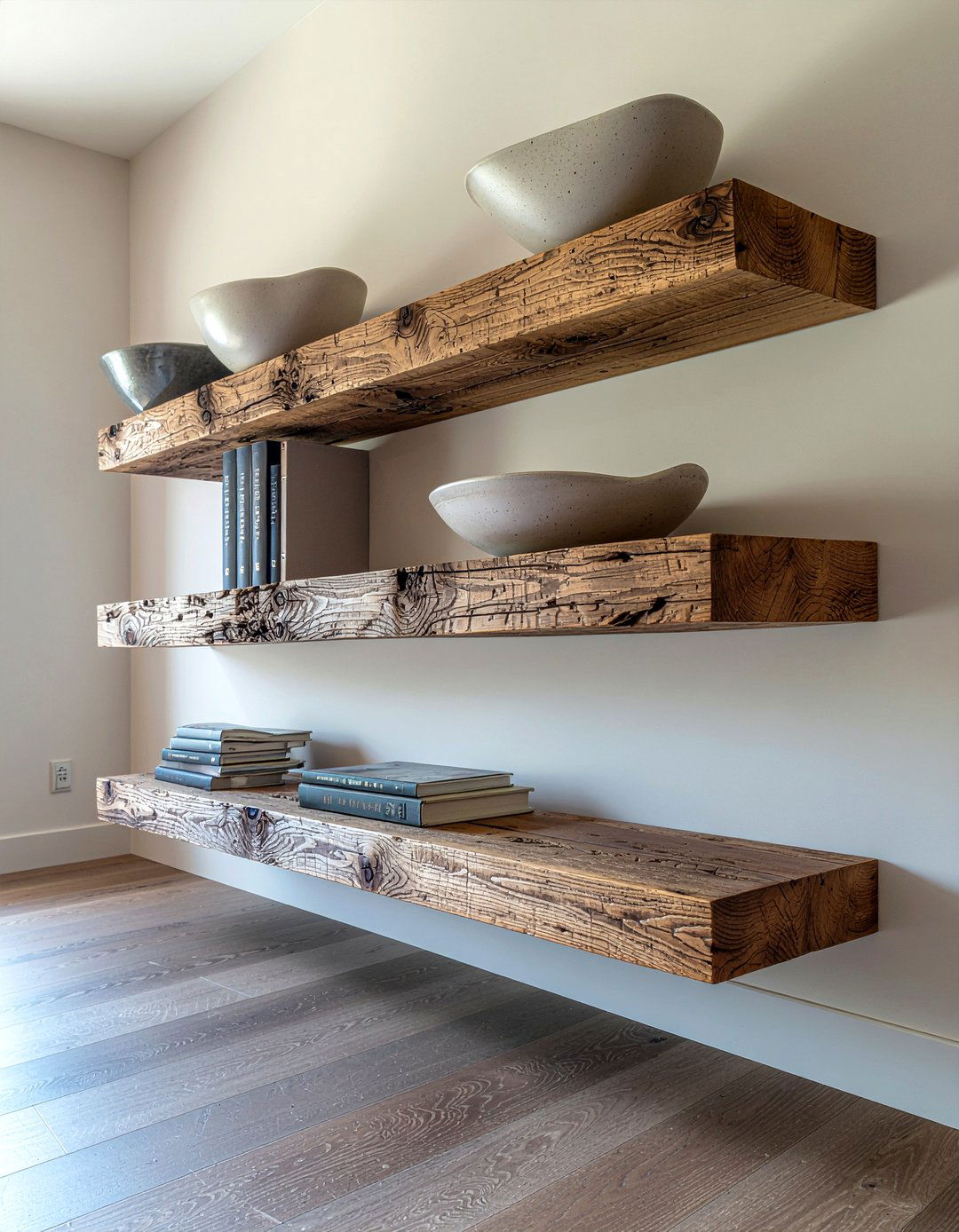 Thick chunky floating shelves - 30 living room floating shelves