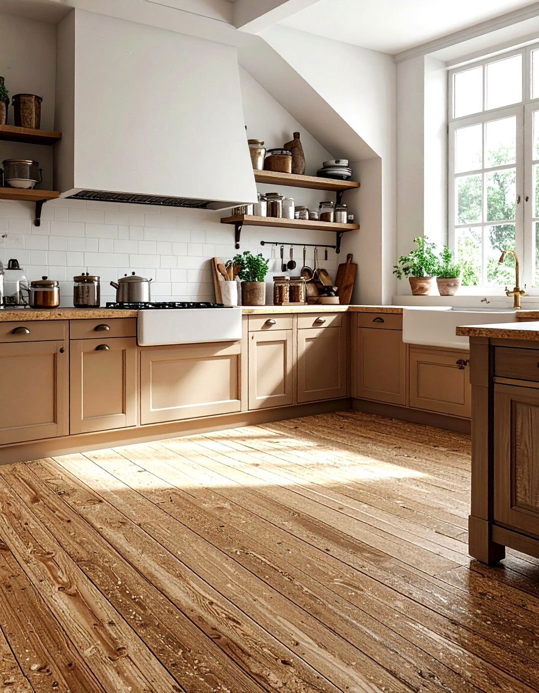 Thin Strip Cork Kitchen - 30 cork floor kitchen ideas
