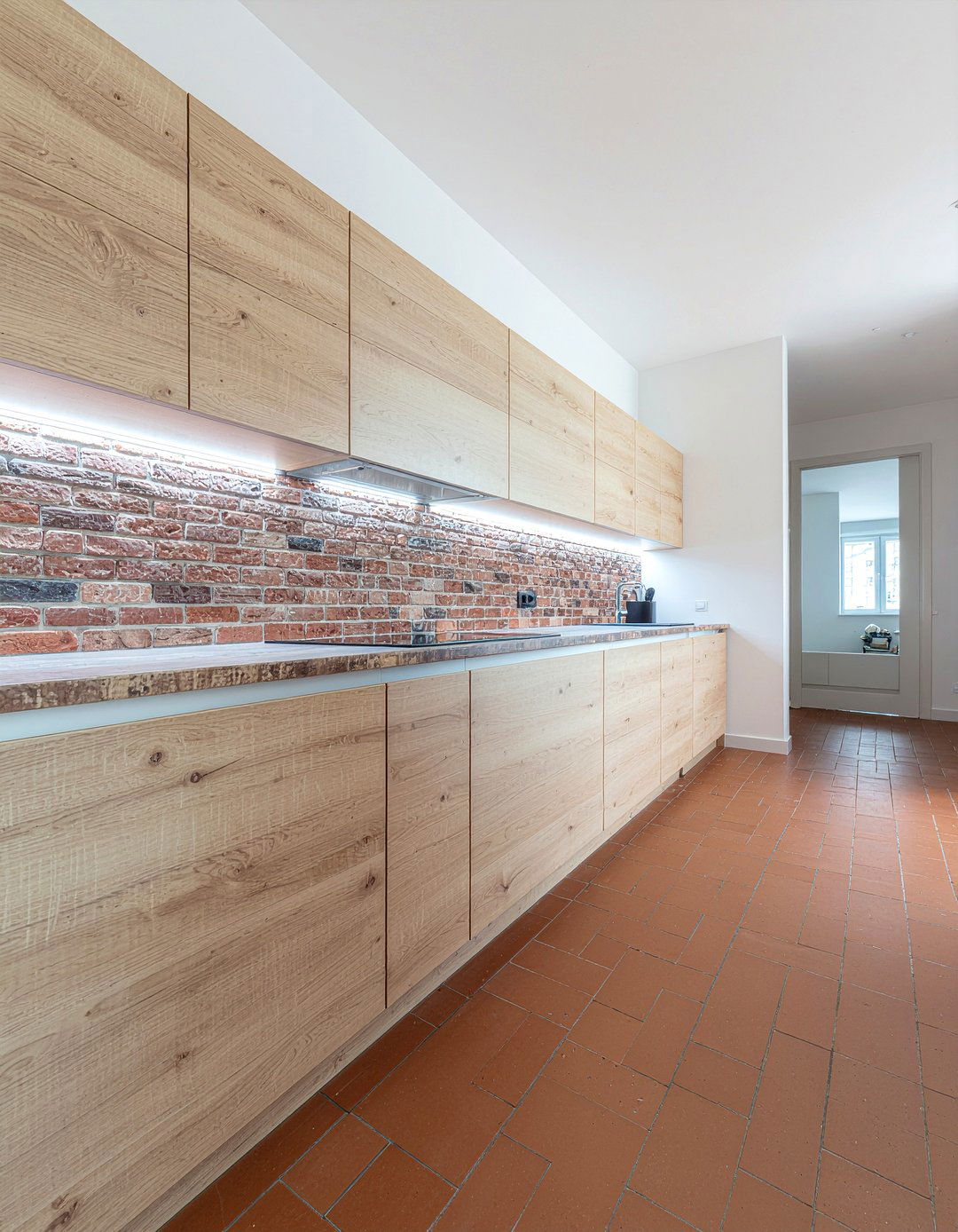 Thin brick floor tile kitchen - 30 brick floor kitchen ideas