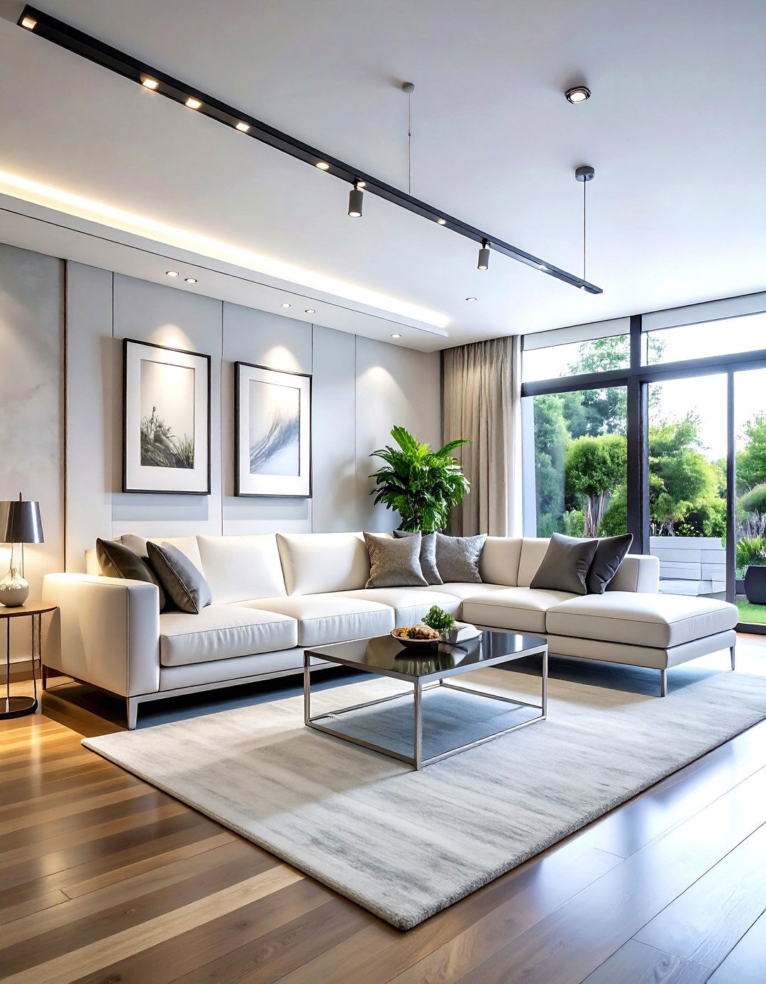 Thin metal picture rail - 30 living room picture rail ideas