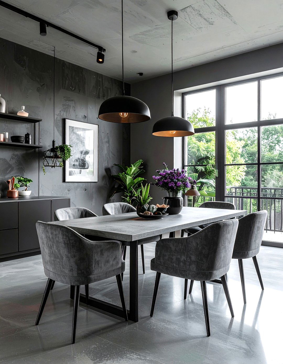 Thistle and charcoal dining room - 30 purple dining room color schemes