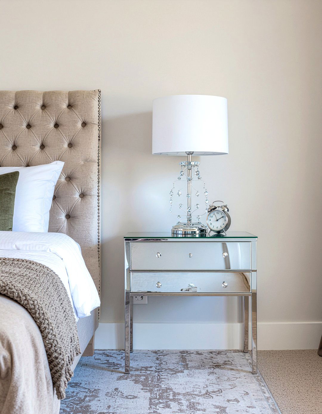 Three Drawer Mirrored Nightstand - 30 bedroom mirrored nightstands