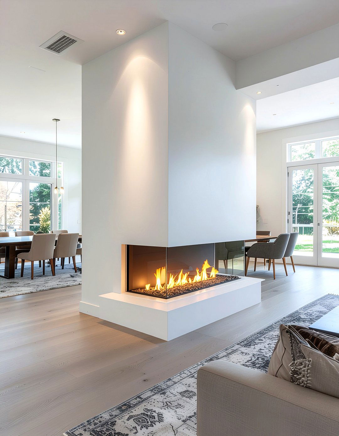 Three sided electric fireplace - 30 electric fireplace ideas
