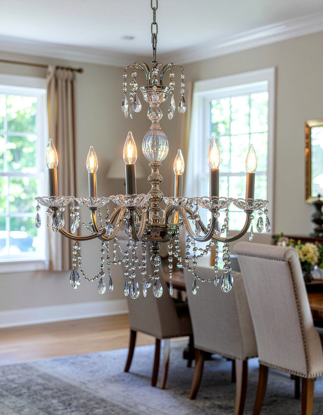 Thrifted Crystal Chandelier - 30 secondhand dining room ideas