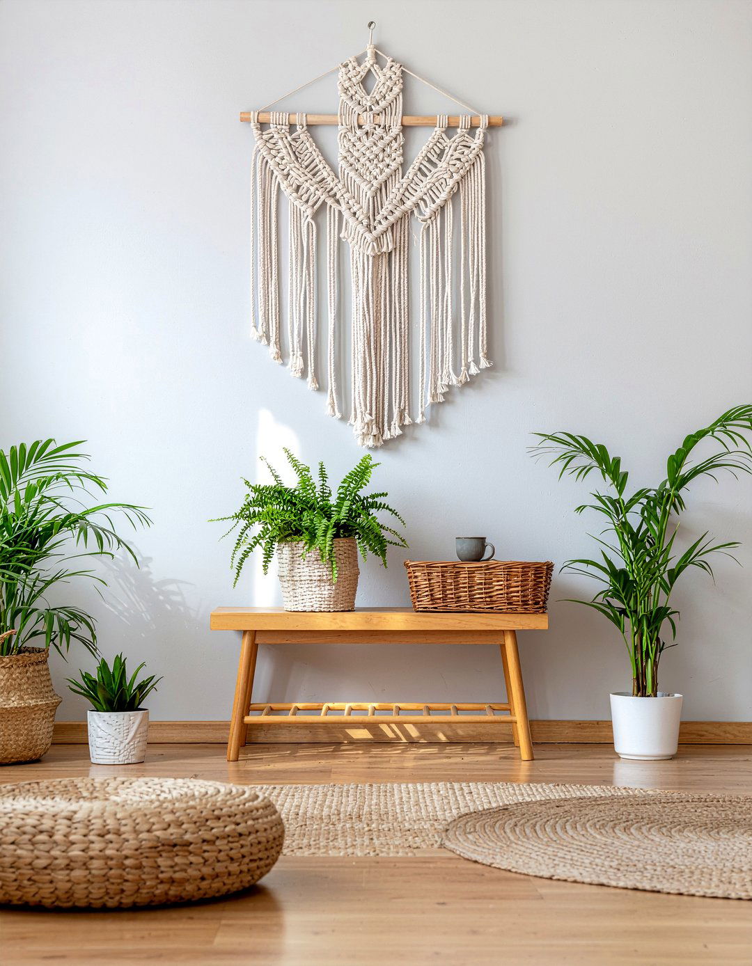 Thrifted Macrame Wall Hanging - 30 secondhand living room ideas