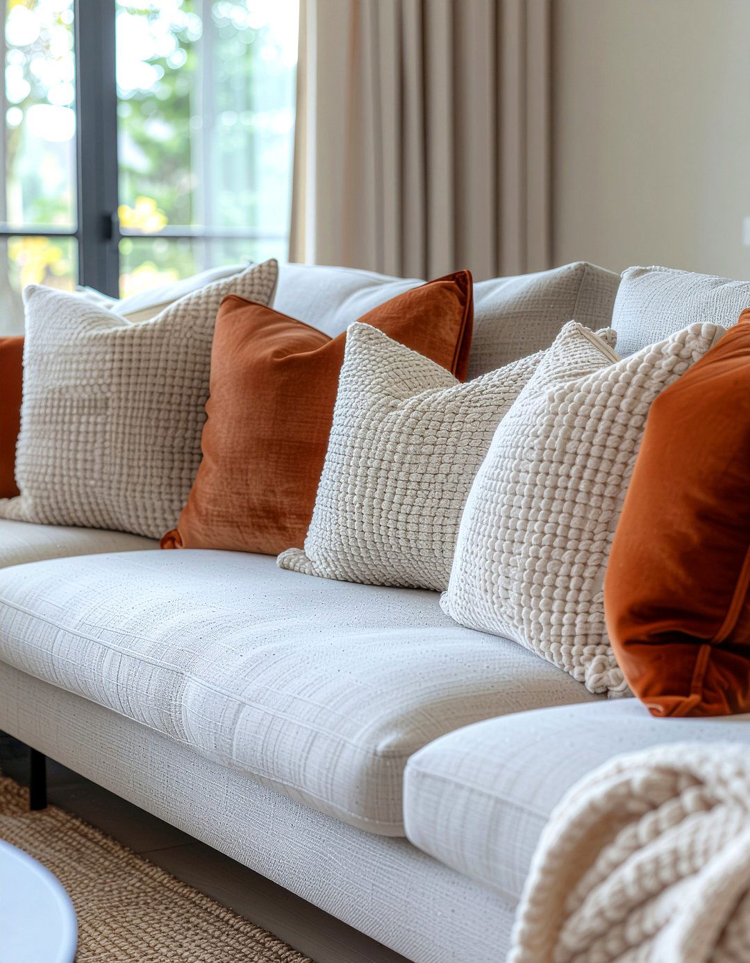 Throw pillow arrangement - 30 first apartment decor ideas