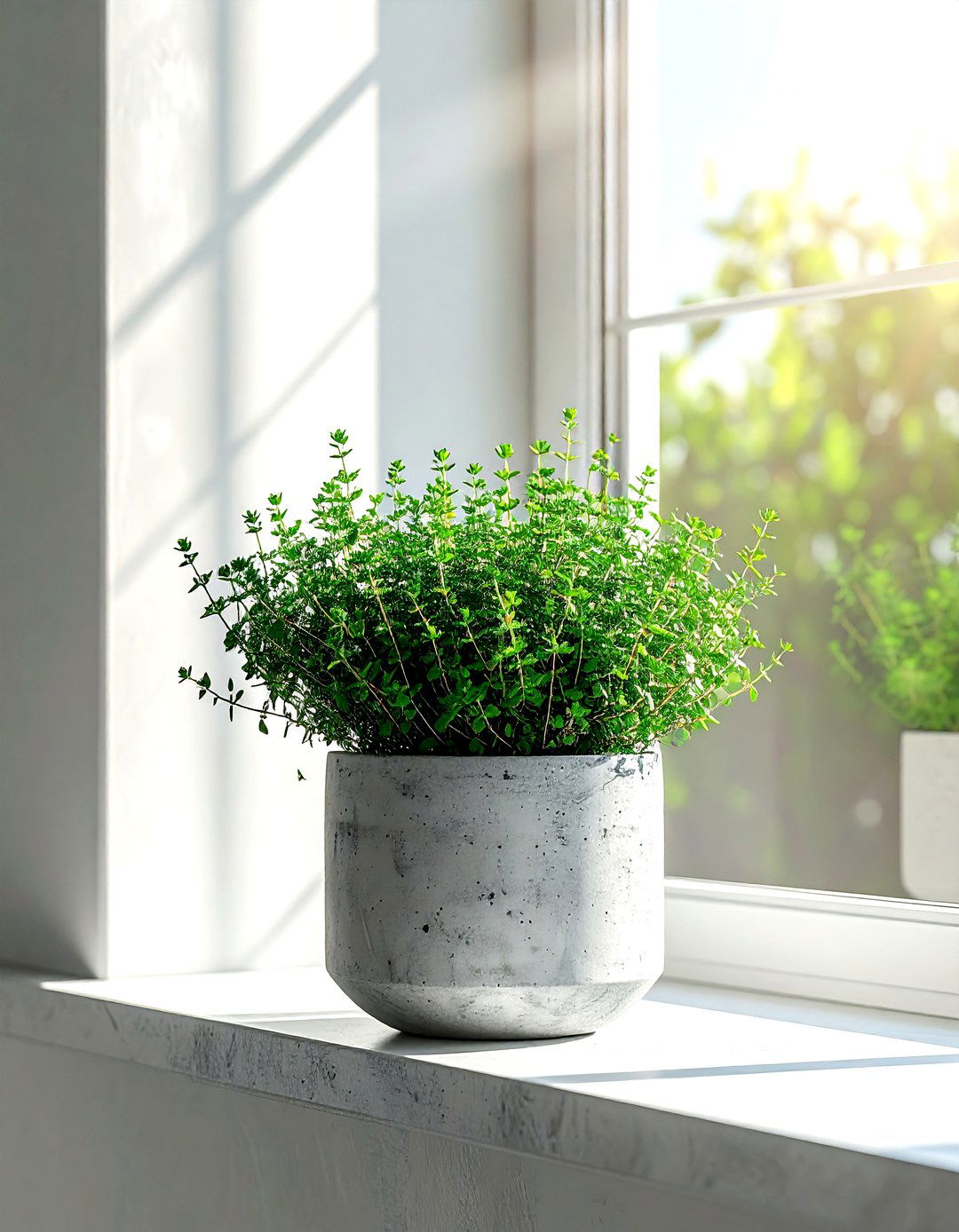 Thyme plant in kitchen window - 30 kitchen plant ideas