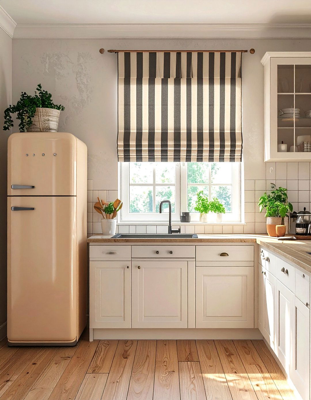 Ticking Stripe Roman Shade - 30 kitchen roman shade ideas