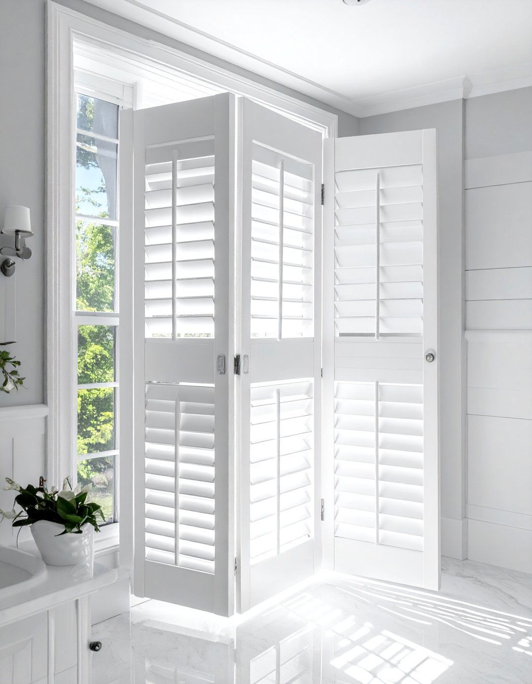 Tier On Tier Shutters - 30 bathroom window treatment ideas