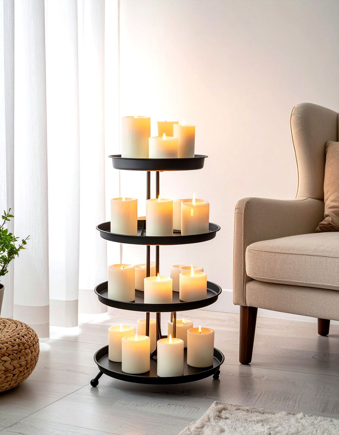 Tiered Candle Stand - 30 living room candle ideas