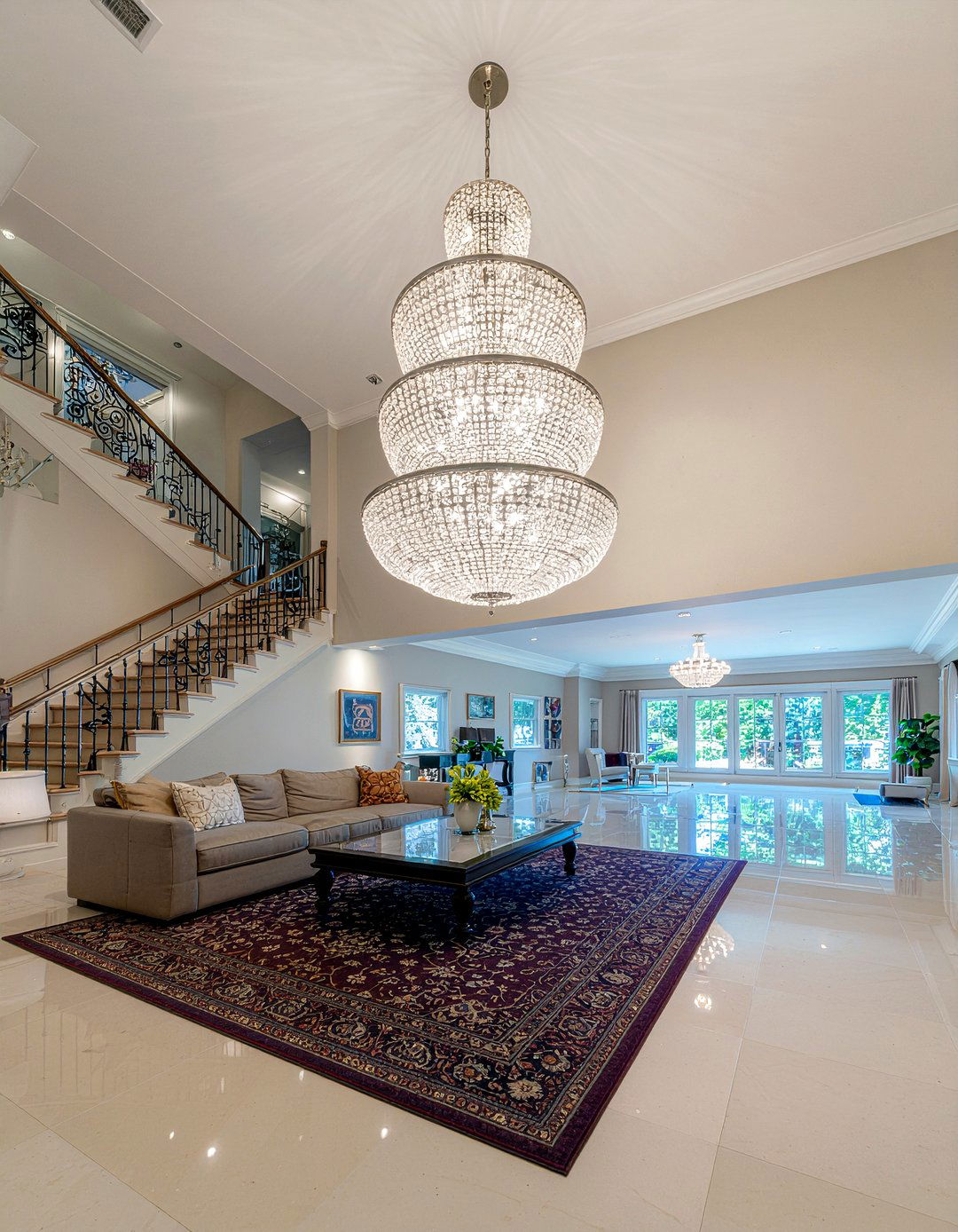 Tiered Chandelier For Double Height Ceiling - 30 living room chandelier sizing ideas