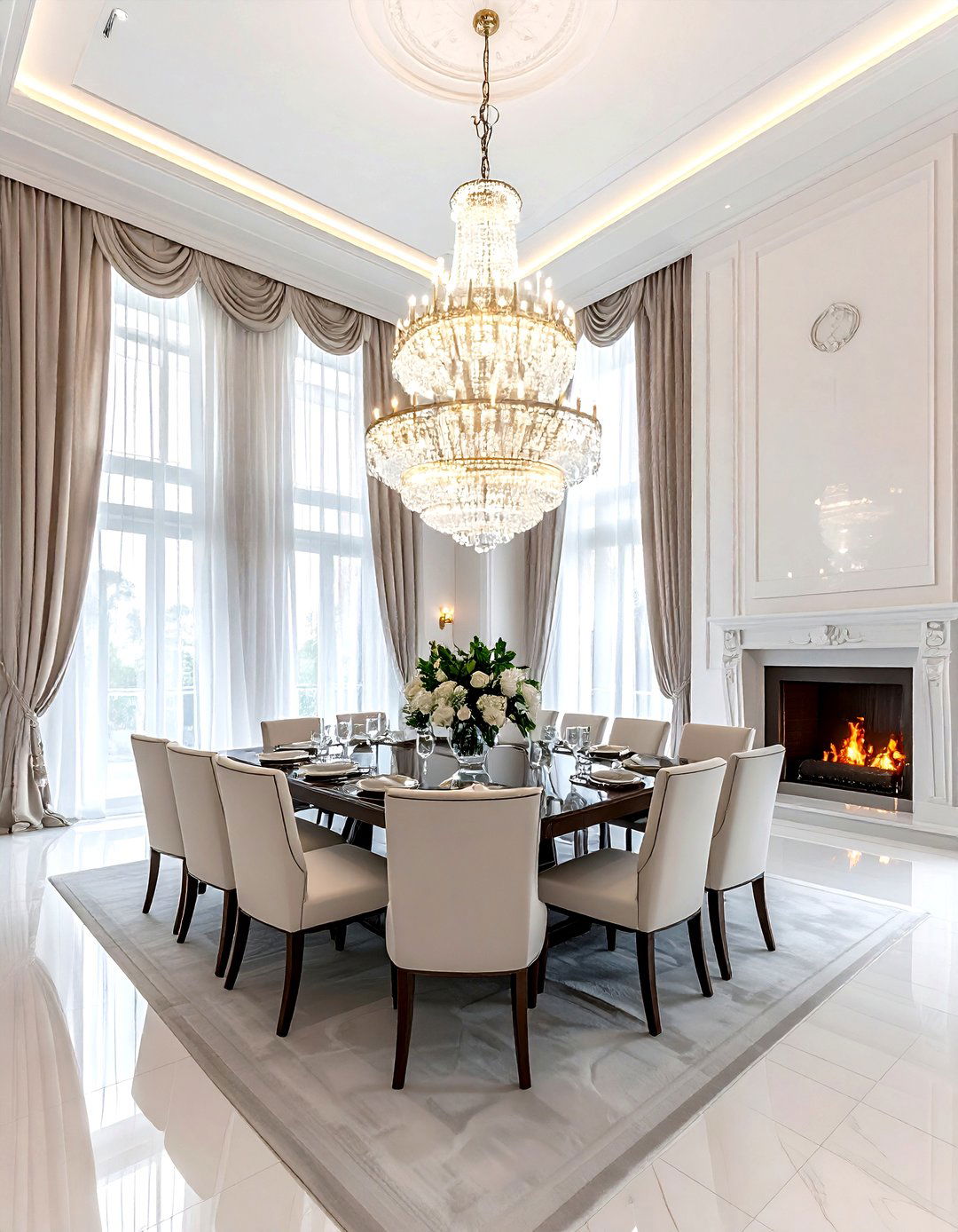 Tiered Chandelier - 30 dining room ambient lighting ideas
