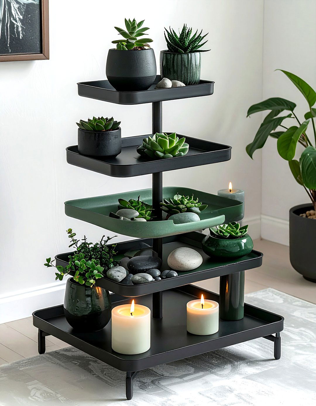 Tiered Corner Stand - 30 dining room corner storage ideas