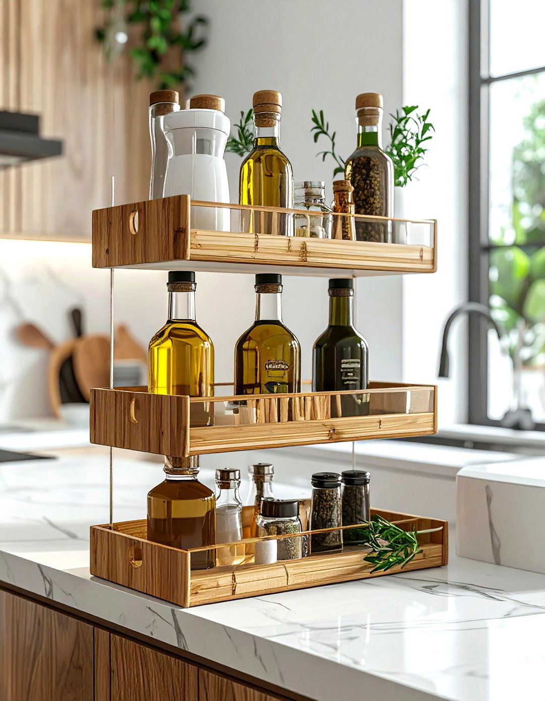 Tiered Countertop Organizer - 30 kitchen storage ideas