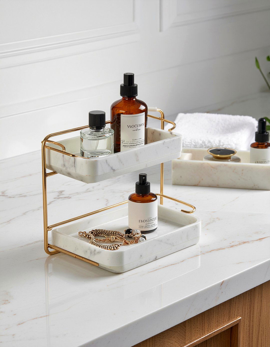 Tiered Countertop Tray - 30 bathroom organizer set ideas