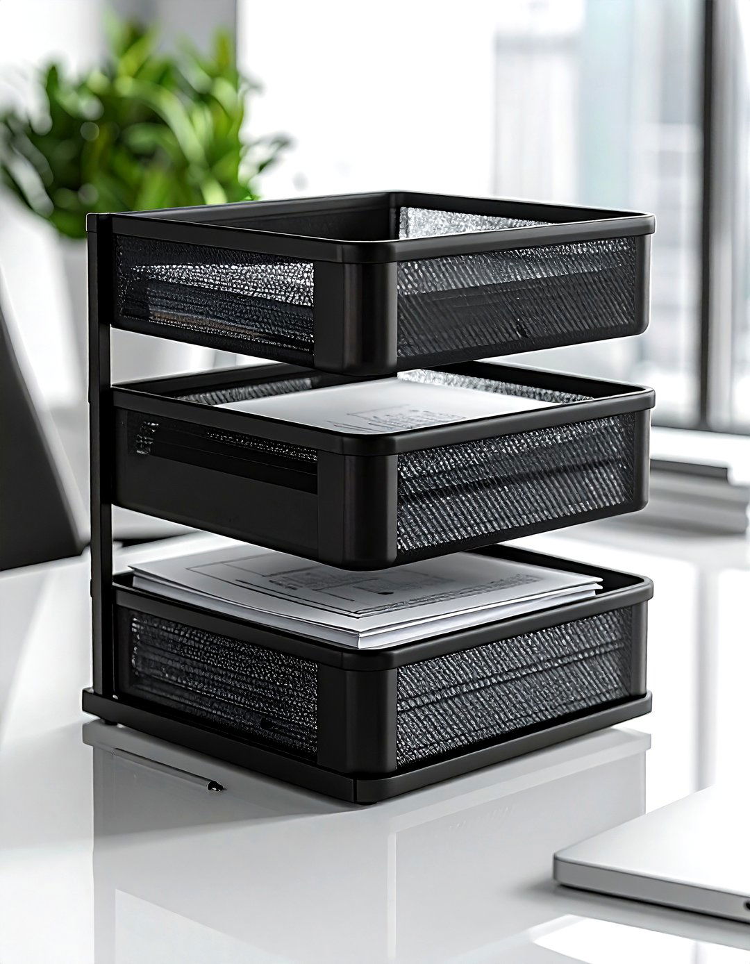 Tiered Document Tray - 30 desk organization ideas