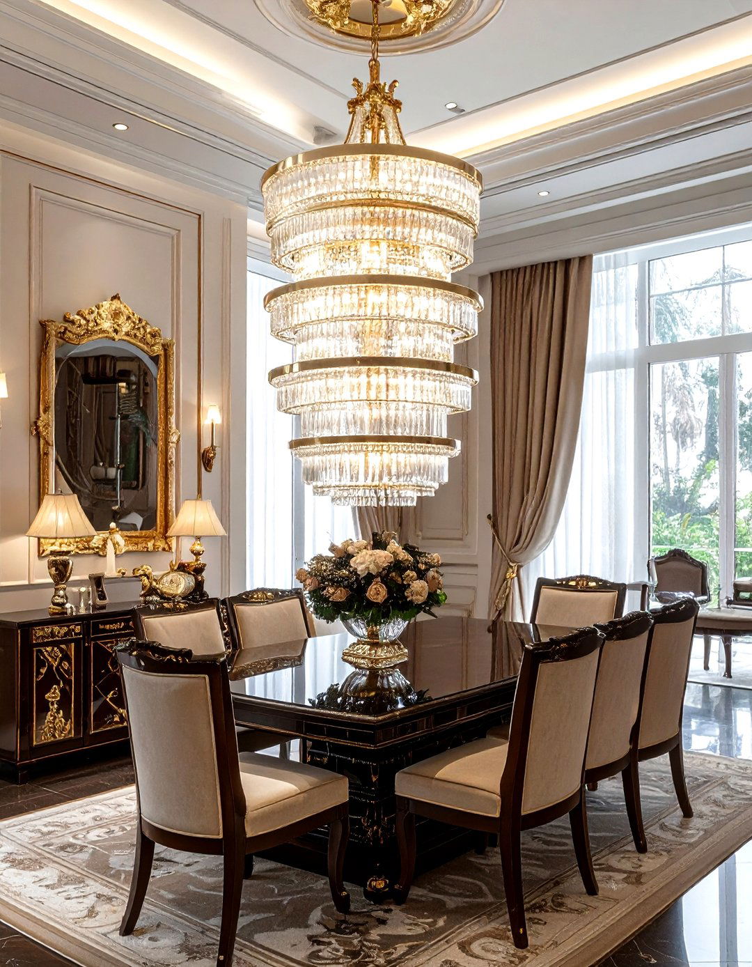 Tiered Glass Chandelier - 30 dining room task lighting ideas