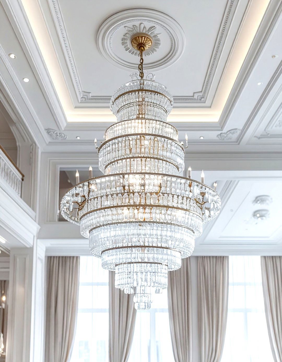 Tiered Glass Chandelier - 30 living room chandelier ideas