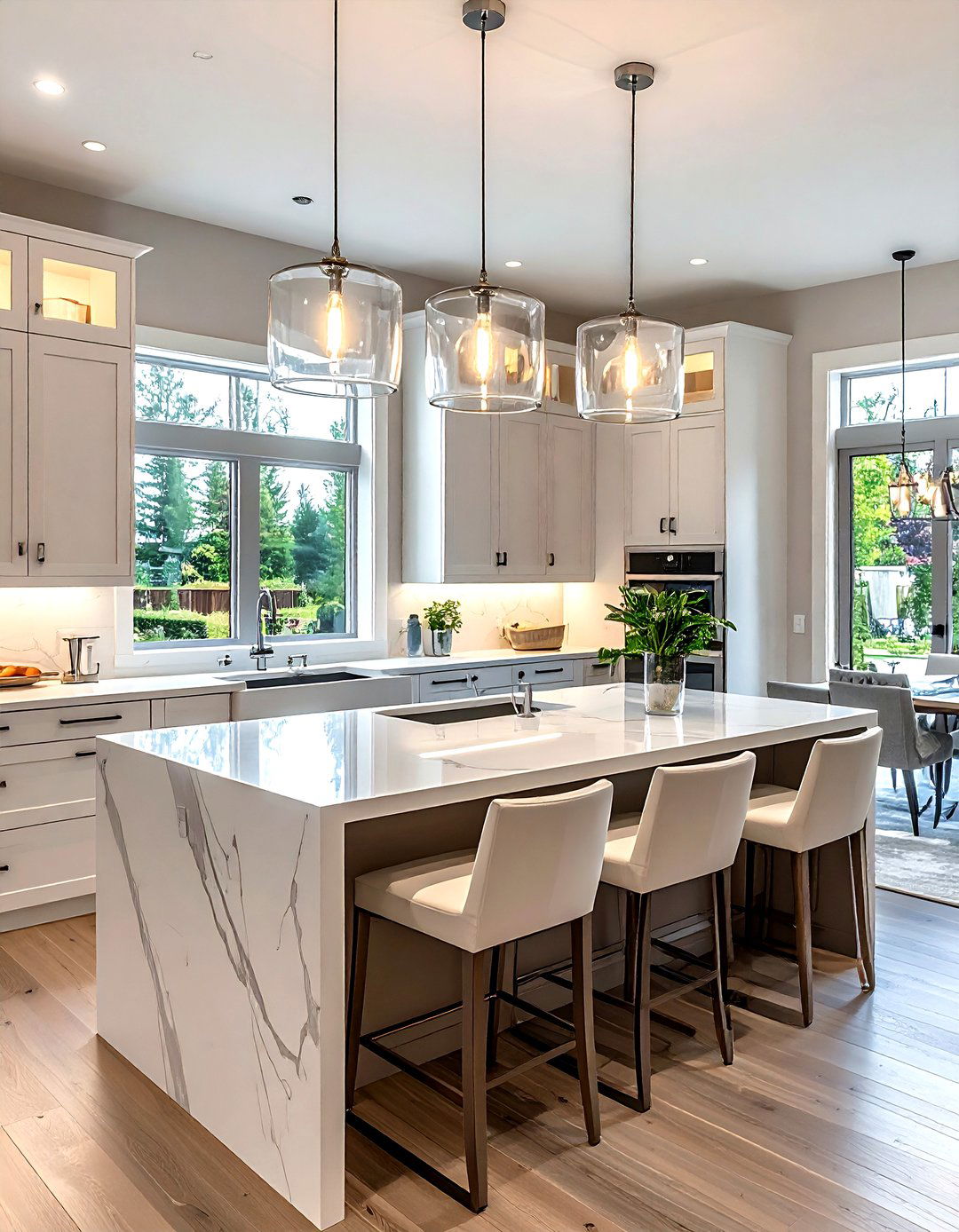 Tiered Glass Pendants - 30 kitchen island lighting ideas